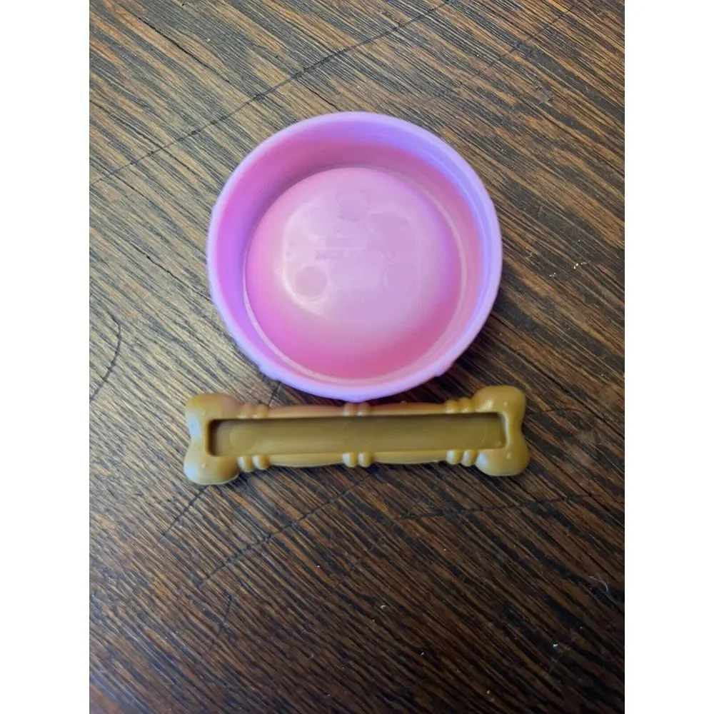 Puppy Pet Accessories - Pink Toy Dog Bowl‎ & Bone (2inx2inx1.5in)